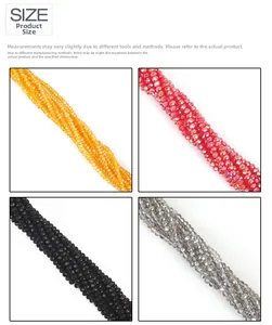 Detailed 6mm faceted crystal glass beads in yellow red black and grey for DIY jewelry