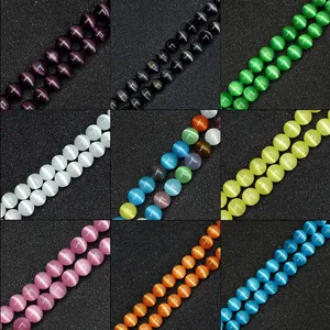 Perles rondes en pierre d'œil de chat polies multicolores pour la création de bijoux