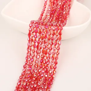 Facettierte rote Tropfenperlen aus Glas mit AB-Effekt für DIY-Schmuckherstellung