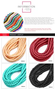 Perles intercalaires cylindriques 6mm en pâte polymère pour bijoux DIY et colliers
