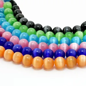 Perline Sciolte Tonde in Pietra Occhio di Gatto Colorate Perline in Pietra Preziosa Sintetica per Fai da Te Forcina Bracciale Orecchino Materiali per Gioielli Artigianali