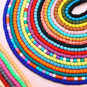 Colorful 6mm polymer clay cylinder spacer beads for DIY jewelry making and necklaces