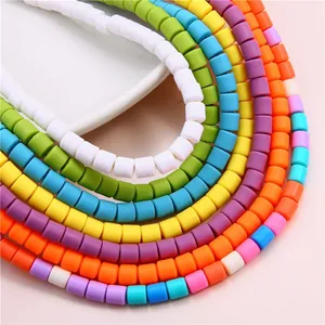Vibrant 6mm colorful polymer clay barrel beads for handmade DIY necklace jewelry making