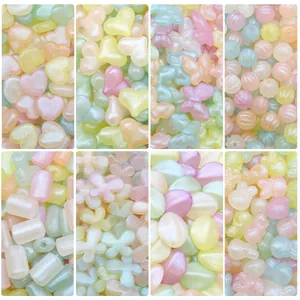 Colorful mixed acrylic macaron beads in heart and star shapes for DIY jewelry making