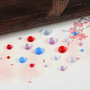 Polished resin cat-eye cabochons for jewelry making in assorted vibrant colors