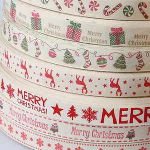 Nastri di Natale in cotone con renne e fiocchi di neve per confezioni regalo e artigianato