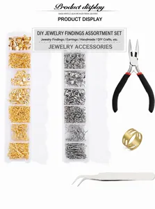 DIY jewelry making kit with lobster clasps and earrings in a clear organizer box