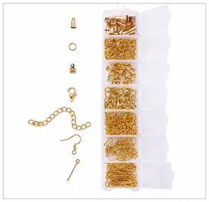 DIY jewelry making kit with lobster clasps, jump rings and ear hooks in storage box