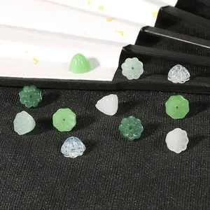 Artistic detail of 10mm glass lotus head beads for DIY traditional jewelry making