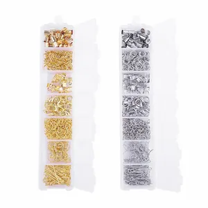 DIY jewelry making kit with lobster clasps and ear hooks in two clear storage boxes
