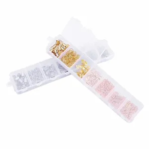 DIY jewelry making kit with lobster clasps and ear hooks in a clear organizer box