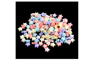 Macro shot of macaron colored star acrylic beads for DIY jewelry making accessories