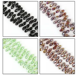 Macro shot of 6x12mm faceted marquette glass crystal beads for DIY jewelry making