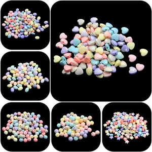 Colorful macaron acrylic beads set for DIY jewelry making with heart and star shapes