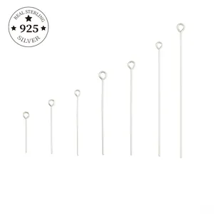 Various lengths of 925 sterling silver eye pins for DIY jewelry making and crafting