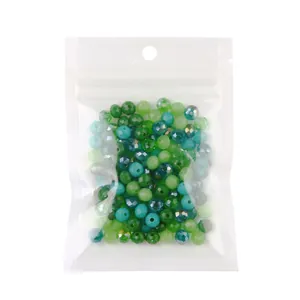 Perles en verre cristal facetté vert 6mm pour bijoux DIY en sachet transparent