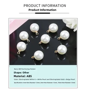 Détails des pendentifs en perles ABS avec anneaux métalliques pour création de bijoux DIY