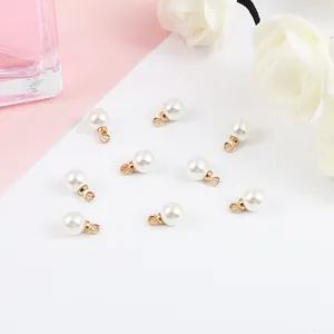 ABS Imitation Perle Pendentifs DIY Bijoux Breloques Perle Blanche Or Argent Plaqué Boucle Boucle Collier Artisanat Breloques