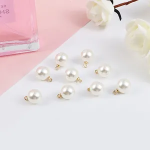 Lot de dix perles d'imitation ABS avec anneaux dorés pour création de bijoux artisanaux