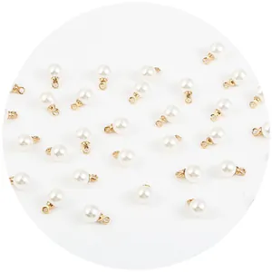 Pendentifs perles ABS crème avec boucle dorée pour création de bijoux artisanaux DIY