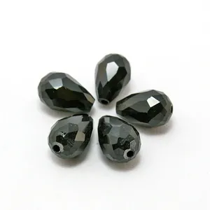 Faceted black crystal glass teardrop beads for DIY jewelry and earring crafts