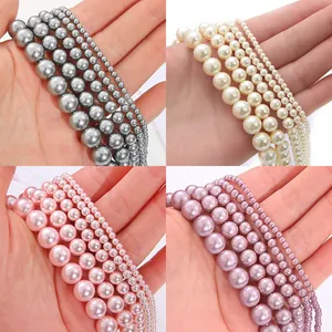 Round Glass Artificial Pearl Loose Beads DIY Jewelry Making Accessories Elegant Faux Artificial Pearl Beads For Handmade Bracelet Necklace Handicraft