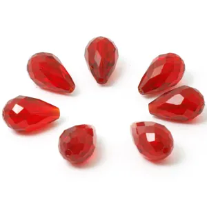 Faceted red teardrop glass crystal beads for DIY jewelry making and handmade crafts