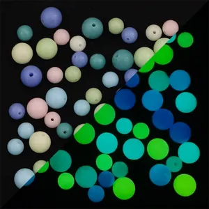 Luminous glass beads for DIY jewelry making in macaron colors with glowing effect