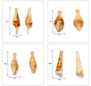 Detailed view of amber-textured acrylic shell pendants in various sizes for DIY jewelry