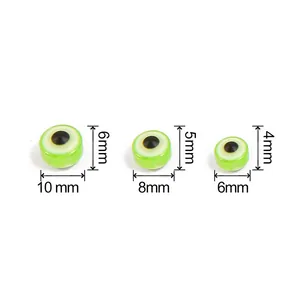 Cuentas de resina de ojo turco verde claro para joyería en medidas 6mm 8mm y 10mm