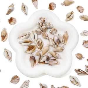 Acrylic shell charms with brown marble texture for DIY earring and jewelry making