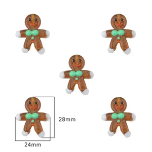 Gingerbread man resin pendants for DIY jewelry making with dimensions 28mm by 24mm