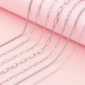 Various Y2K vintage silver stainless steel chain styles for DIY jewelry making