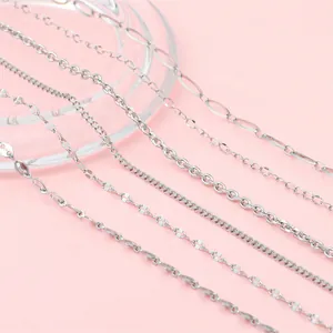 Y2K hip hop stainless steel silver jewelry chain collection for DIY necklaces and bracelets