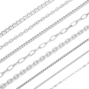 Assorted Y2K hip hop stainless steel chains in various styles for DIY jewelry making