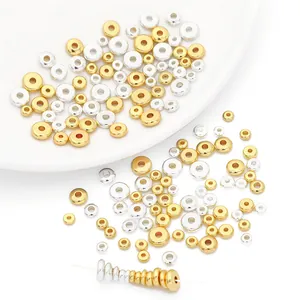 Cuentas espaciadoras planas en oro y plata para la creación de joyas y pulseras DIY