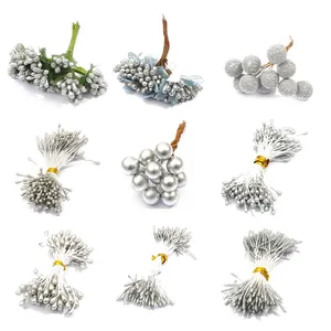 Künstliche Silberne Blütenstaubblätter Und Beeren DIY Handgemachter Schmuck Herstellung Hochzeit Deko Bastelzubehör Für Haarnadeln