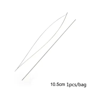 Detailed view of 10.5cm long stainless steel big eye beading needle for DIY craft making
