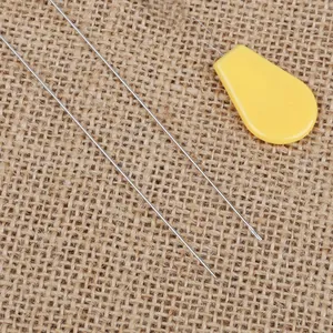 Manual sewing kit with long stainless steel beading needles and yellow needle threader