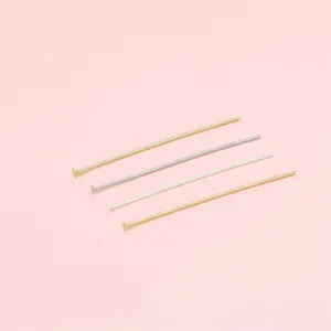 Golden and silver flat head T-pins in 14K gold plated finish for DIY earring jewelry making