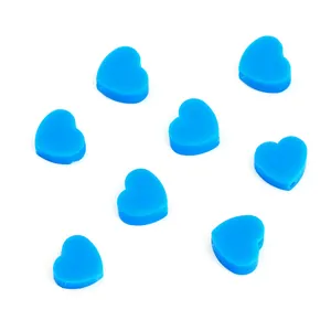 Blue heart-shaped polymer clay beads with pre-drilled holes for DIY jewelry making