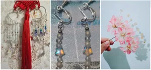 DIY handmade accessories featuring colorful beads, butterfly earrings and flower hairpins