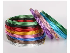 Macro shot of colorful 1mm to 2.5mm craft aluminum wires in various vibrant metallic coils