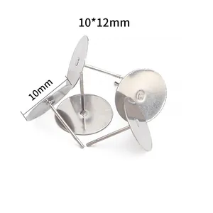 Edelstahl Ohrstecker Rohlinge 10mm flache Platte Silberstifte für DIY Schmuck