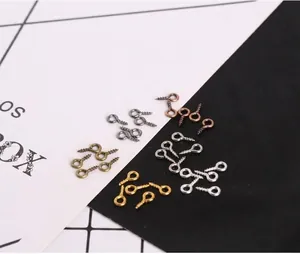 Assorted screw eye pin connectors in gold, silver and bronze for DIY jewelry making