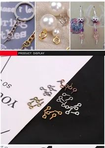 Detailed display of DIY metal eye pins in various finishes for jewelry making and crafts