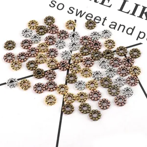 Assorted DIY alloy spacer beads in four metallic colors for jewelry making