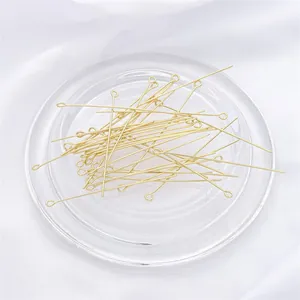 Polished 14K gold plated eye pins for DIY jewelry making and handmade beaded earrings