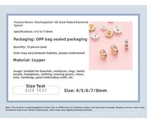 Detailed macro view of 14K gold plated spacers with crystals for DIY jewelry making