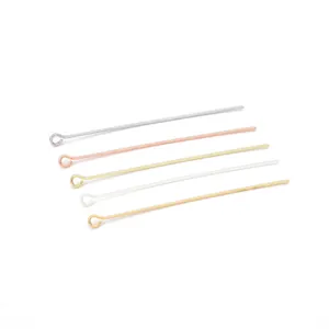 14K gold plated eye pins in five metallic colors for DIY handmade jewelry and beaded earrings
